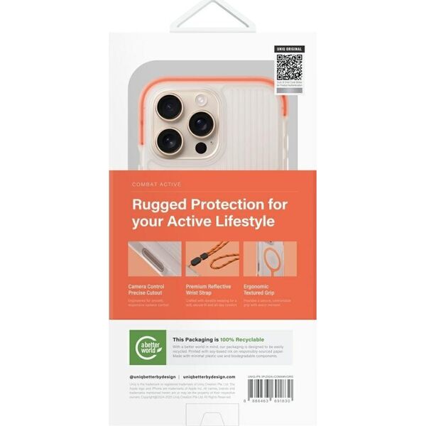 Etui UNIQ Combat Active do iPhone 16 Pro Magclick Charging pomarańczowy
