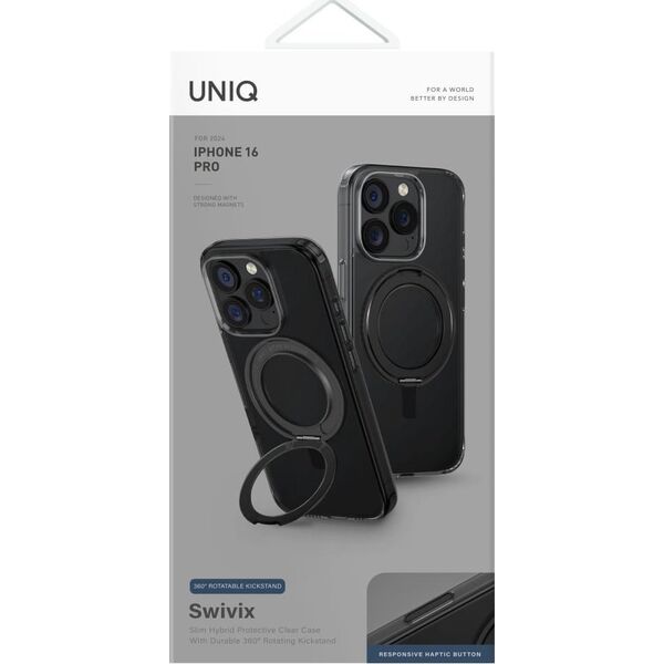 Etui UNIQ Swivix do iPhone 16 Pro 360    Rotating Kickstand czarny