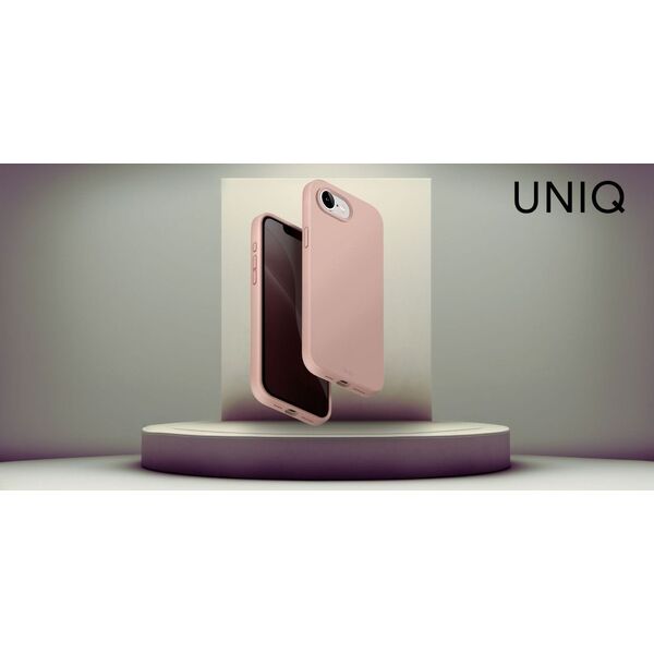 Etui UNIQ Lino do iPhone 16e (2025)      Magclick Charging różowy