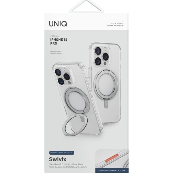 Etui UNIQ Swivix do iPhone 16 Pro 360    Rotating Kickstand przezroczysty