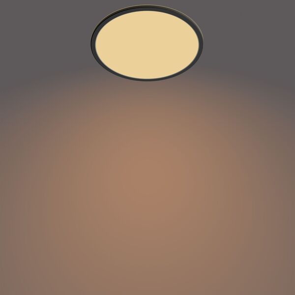 Surface LED light PHILIPS SUPERSLIM, IP44, 18 W, 2700 K, 1500 lm, dimmable, black, O29 cm
