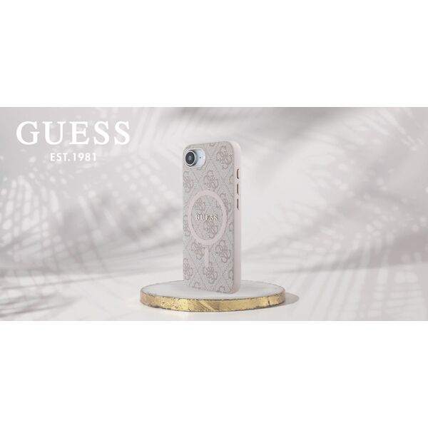 Etui Guess 4G Ring Classic Logo MagSafe  do iPhone 16e różowy