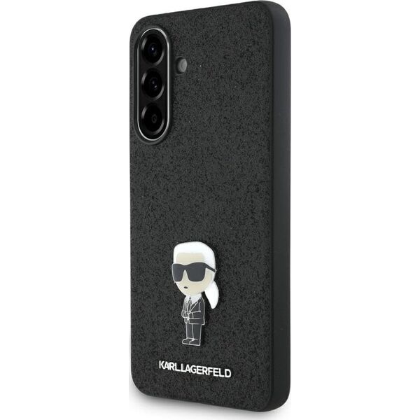 Etui Karl Lagerfeld Fixed Glitter Ikonik Logo Metal Pin do Samsung Galaxy A56 czarny