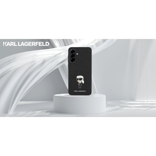 Etui Karl Lagerfeld Fixed Glitter Ikonik Logo Metal Pin do Samsung Galaxy A56 czarny