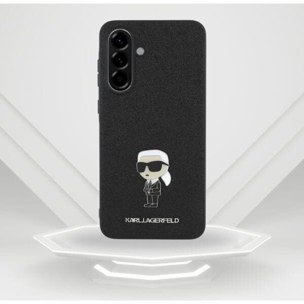 Etui Karl Lagerfeld Fixed Glitter Ikonik Logo Metal Pin do Samsung Galaxy A56 czarny