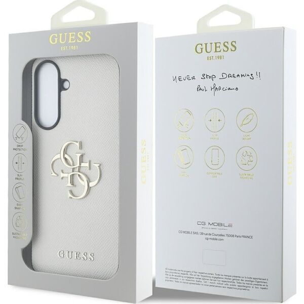 Etui Guess Grained Big 4G Logo Small     Classic Logo do Samsung Galaxy A56 beżowy