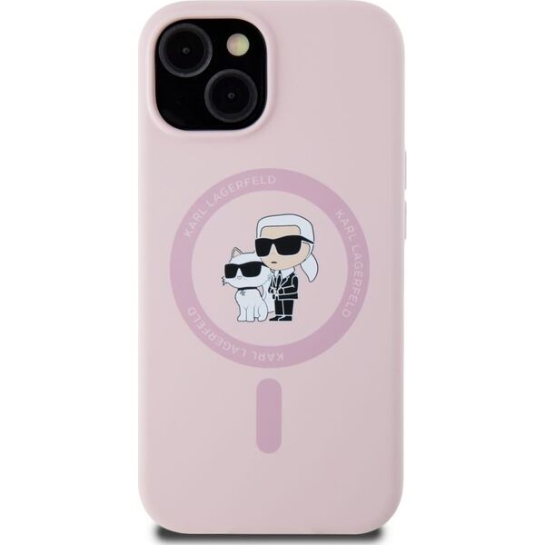 Case Karl Lagerfeld Silicone Karl&Choupette MagSafe for iPhone 15 Plus pink