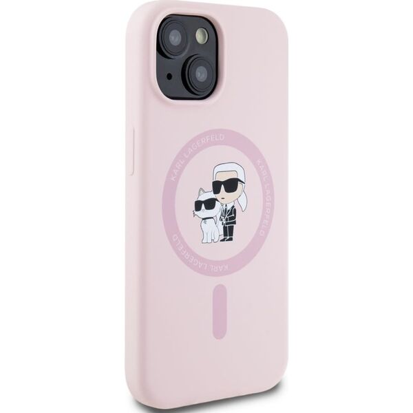 Case Karl Lagerfeld Silicone Karl&Choupette MagSafe for iPhone 15 Plus pink