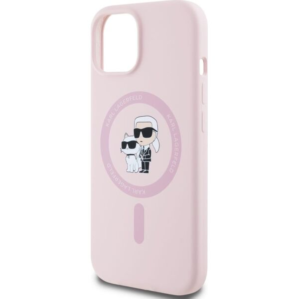 Case Karl Lagerfeld Silicone Karl&Choupette MagSafe for iPhone 15 Plus pink