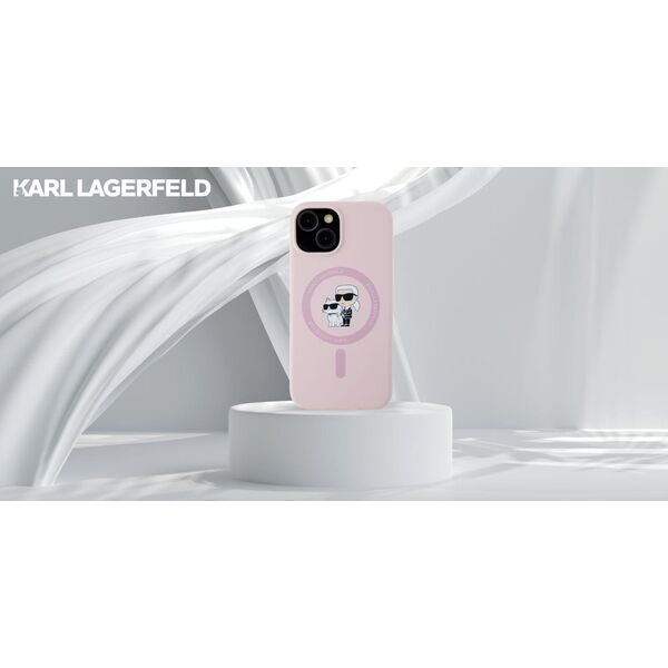 Case Karl Lagerfeld Silicone Karl&Choupette MagSafe for iPhone 15 Plus pink