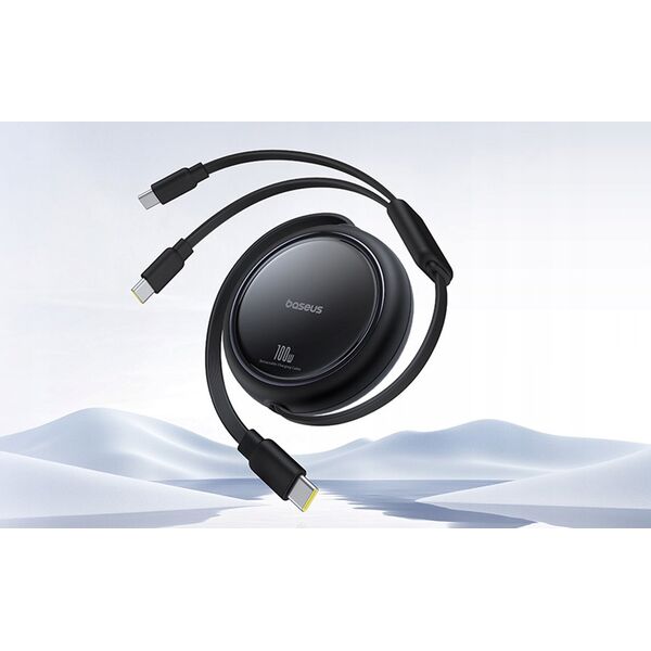 Kabel zwijany Baseus Bright Mirror Series USB-C - 2 x USB-C 100W 1m - czarny