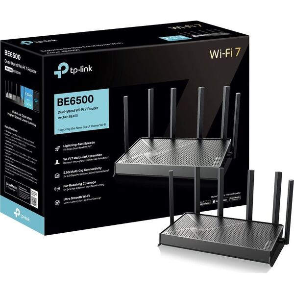 TP-Link Archer BE400 wireless router 2.5 Gigabit Ethernet Dual-band (2.4 GHz / 5 GHz) Black