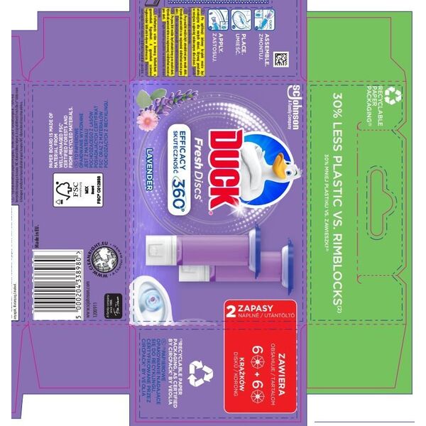 Duck Fresh Dick Zapas Krążek Żelowy do Wc 2x36ml Lavender..