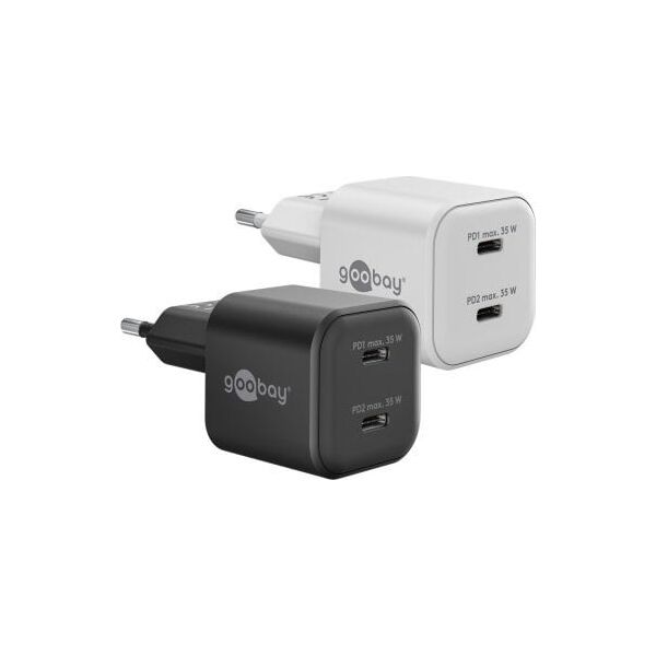 Podwójna szybka ładowarka USB-C™ PD GaN Nano (35 W) biały - Wersja kolorystyczna biały