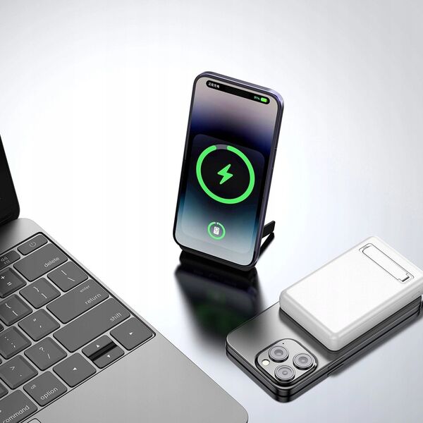 Powerbank Dudao K14S+ 10000mAh 20W USB-A / USB-C / MagSafe z podstawką - biały