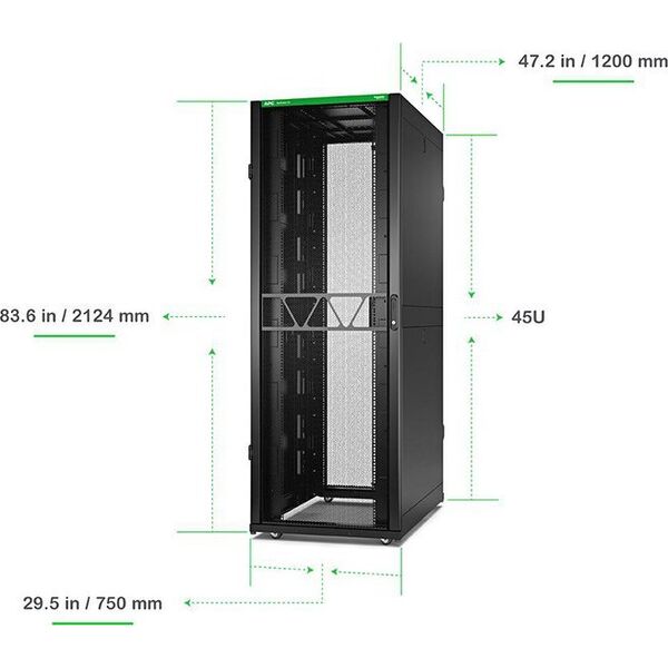 APC NetShelter SX Server Rack Gen 2 45U 2124H x 750W x 1200D mm w/ Sides Black