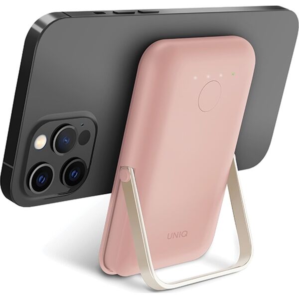 UNIQ Powerbank Hoveo 5000mAh USB-C 20WPD Fast charge Wireless Magnetic różowy/blush pink