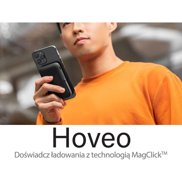 UNIQ Powerbank Hoveo 5000mAh USB-C 20WPD Fast charge Wireless Magnetic różowy/blush pink