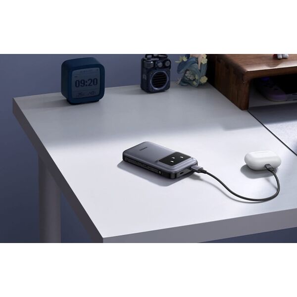 Powerbank 10000mAh Ugreen Uno PB511, 30W, wbudowany kabel USB-C (szary)