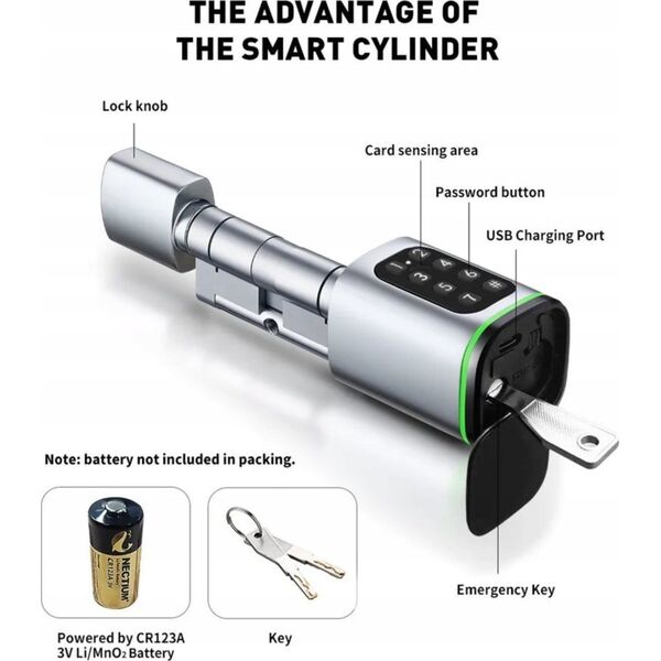 INTELIGENTNA WKŁADKA DO ZAMKA SL-14-TUYA-70 Tuya Smart Bluetooth MIA