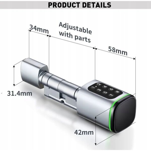 INTELIGENTNA WKŁADKA DO ZAMKA SL-14-TUYA-70 Tuya Smart Bluetooth MIA