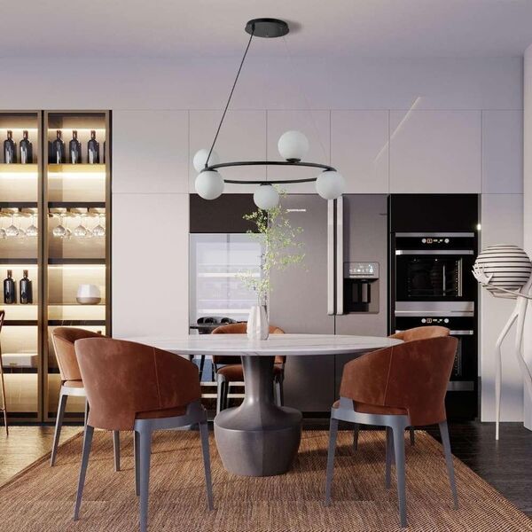 Lampa wisząca Sigma Nowoczesny żyrandol GAMA KOŁO Sigma szklane kule czarne