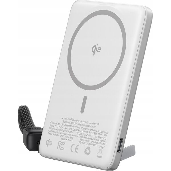 INIU Powerbank MagPro Slim - magnetyczny powerbank bezprzewodowy 5000mAh srebrny - Gwarancja bezpieczeństwa. Proste raty. Bezpłatna wysyłka od 170 zł.