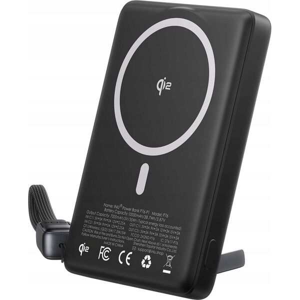 INIU Powerbank MagPro Slim - magnetyczny powerbank bezprzewodowy 10000mAh czarny - Gwarancja bezpieczeństwa. Proste raty. Bezpłatna wysyłka od 170 zł.