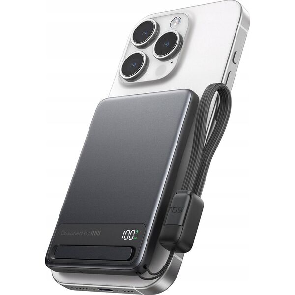 INIU Powerbank MagPro Slim - magnetyczny powerbank bezprzewodowy 10000mAh czarny - Gwarancja bezpieczeństwa. Proste raty. Bezpłatna wysyłka od 170 zł.