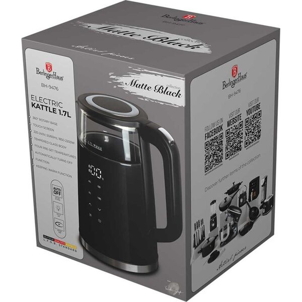 CZAJNIK ELEKTRYCZNY 1,7L BERLINGER HAUS BH-9476 MATTE BLACK