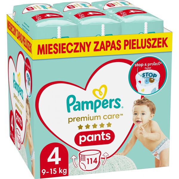 Pampers Pieluchomajtki Pants Premium Care 4, 9-15 kg, 114 szt.