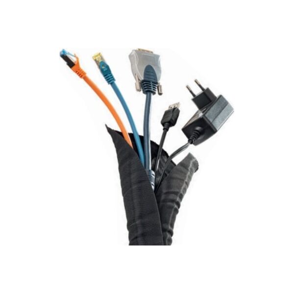 Organizer InLine HAGOR KSS 5 Meter Schwarz - 19mm Kabelsocke selbstschliessend  5m Laenge Weite 19mm aus elastischem Polyester