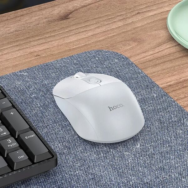 Mysz Hoco HOCO mysz komputerowa bezprzewodowa 2.4G GM28 biało szara