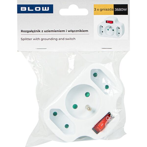 Blow 98-608# Rozgałęźnik r-12ws pr 3gniazda z wyłącznikiem
