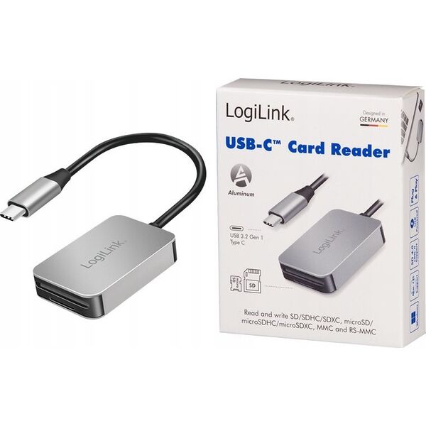 Czytnik LogiLink LogiLink USB 3.0 Dual-Kartenleser USB-C/SD/microSD alu