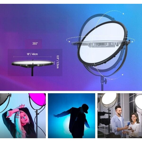 Lampa Okrągła Led Edge-lit Rgb Bluetooth Vlog 65w 18" Na 14mm 16mm Neewer / Gr18c