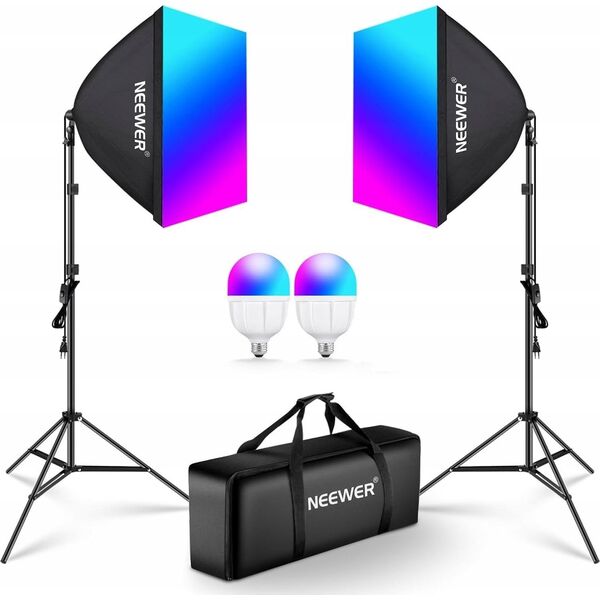 Zestaw Oświetleniowy 2x Softbox 60cm / Statyw 210cm / 90 Żarówka Rgb Bluetooth / Nk800