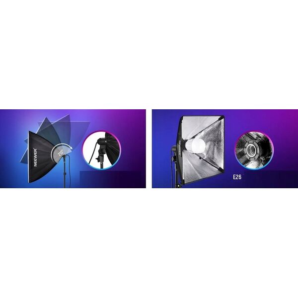 Zestaw Oświetleniowy 2x Softbox 60cm / Statyw 210cm / 90 Żarówka Rgb Bluetooth / Nk800