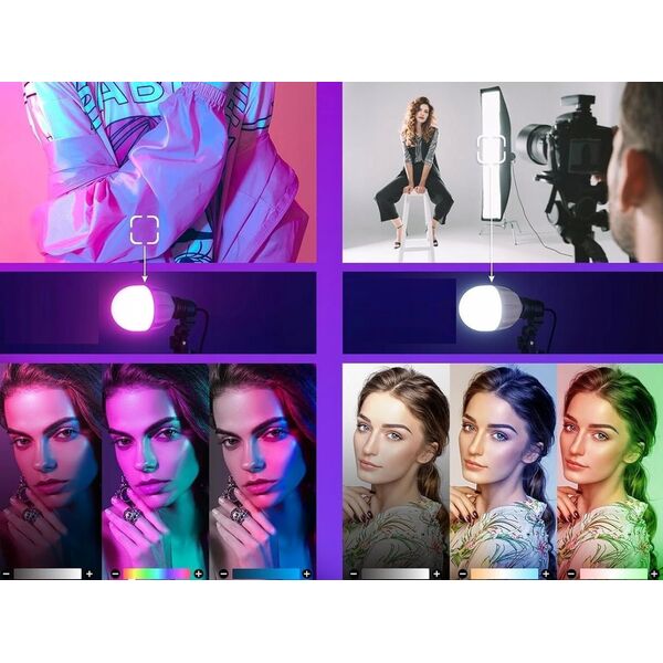 Zestaw Oświetleniowy 2x Softbox 60cm / Statyw 210cm / 90 Żarówka Rgb Bluetooth / Nk800