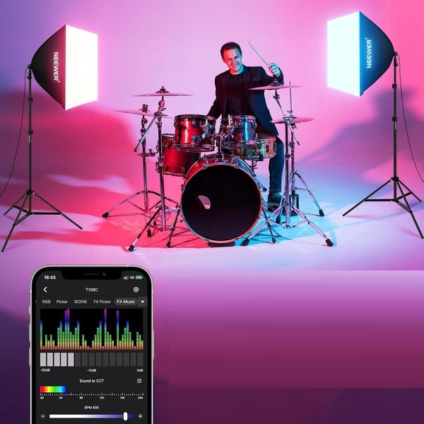 Zestaw Oświetleniowy 2x Softbox 60cm / Statyw 210cm / 90 Żarówka Rgb Bluetooth / Nk800