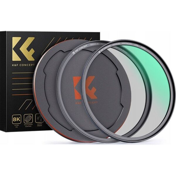 Zestaw 3w1 Filtr Polaryzacyjny Cpl Pierścień Magnetyczny Dekielek K&f 67 Mm / Sku.1705