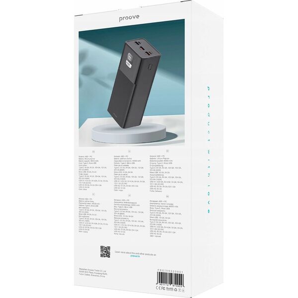 Mocny Powerbank Podróżny 40000mah 100w 3x Usb Usb-a 1x Usb-c Type-c Proove / Giant