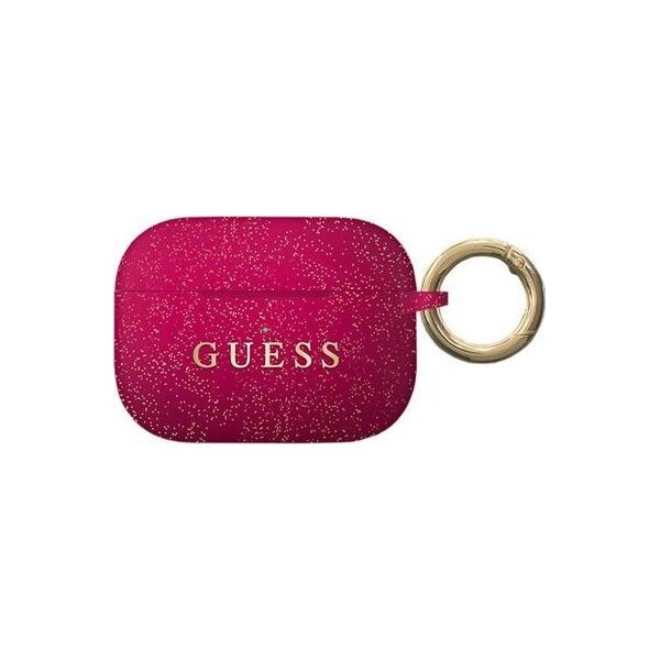 Guess Etui ochronne GUACCSILGLFU Silicone Glitter do AirPods Pro bordowe