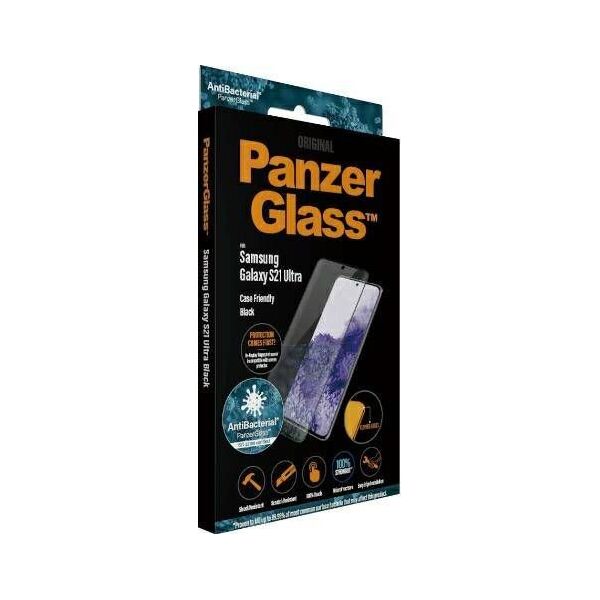 PanzerGlass PanzerGlass Curved Microfracture Sam S21 Ultra G998 Case Friendly AntiBacterial czarny/black