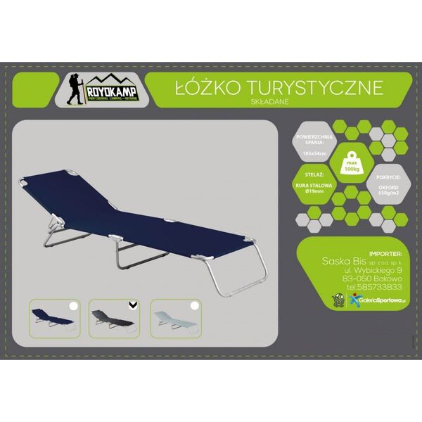 Royokamp  Łóżko turystyczne kempingowe składane czarne
