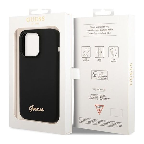 Guess Etui Guess GUHCP14XSLSMK Apple iPhone 14 Pro Max czarny/black hard case Silicone Vintage Gold Logo