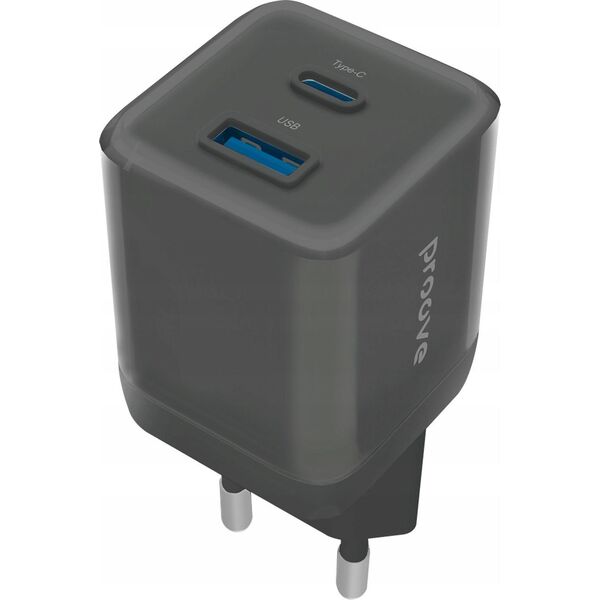 Inteligentne Gniazdko Sieciowe Wtyczka 30W USB-A + USB-C QC3.0 PD3.0 PROOVE / WCPU30111201 / Czarny
