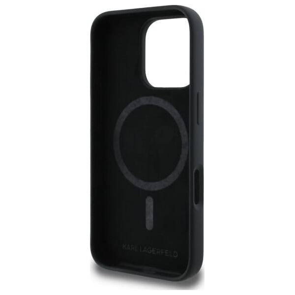 Karl Lagerfeld Liquid Silicone Double Heads MagSafe Case for iPhone 16 Pro Black