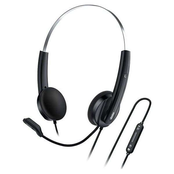Genius HS-220U AI, słuchawki z mikrofonem, przewodowaczarna, 2.0, zamykane, USB - C