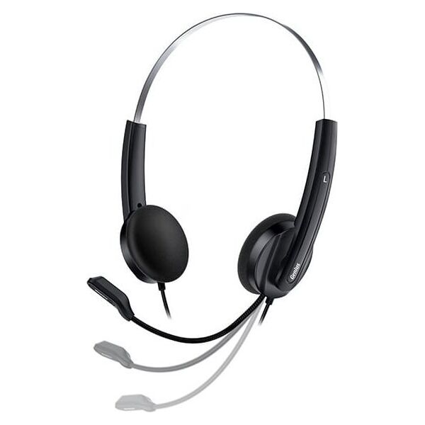 Genius HS-220U AI, słuchawki z mikrofonem, przewodowaczarna, 2.0, zamykane, USB - C